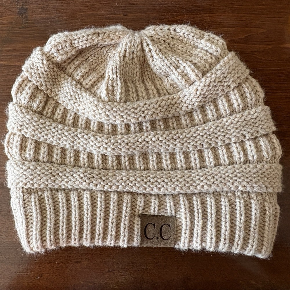 CC Winter Beanie‎ Knit Thick Hat Unisex Men & Women Solid Color - Oatmeal/Cream